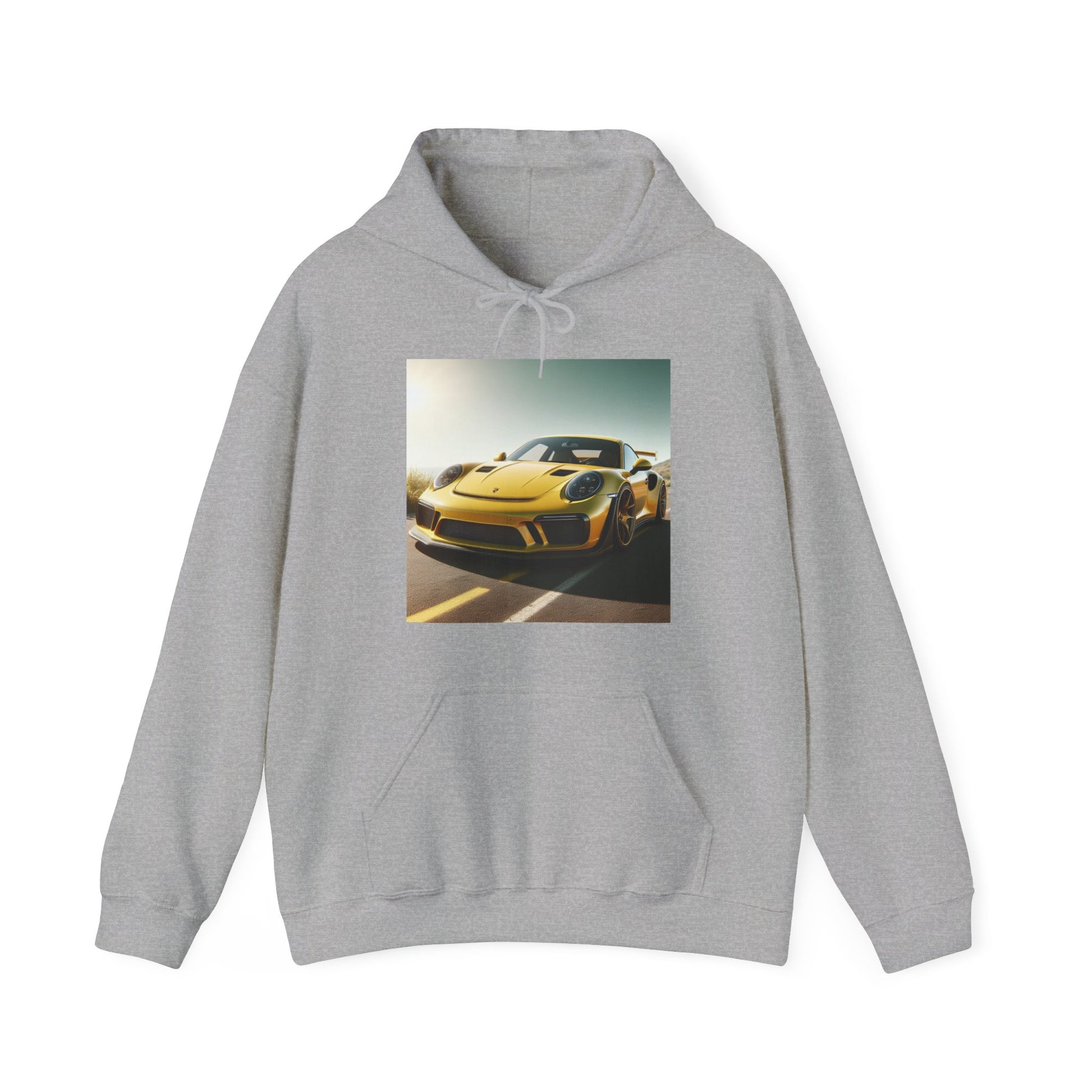 Yellow Porsche Hoodie Hoodie Printify Sport Grey S 