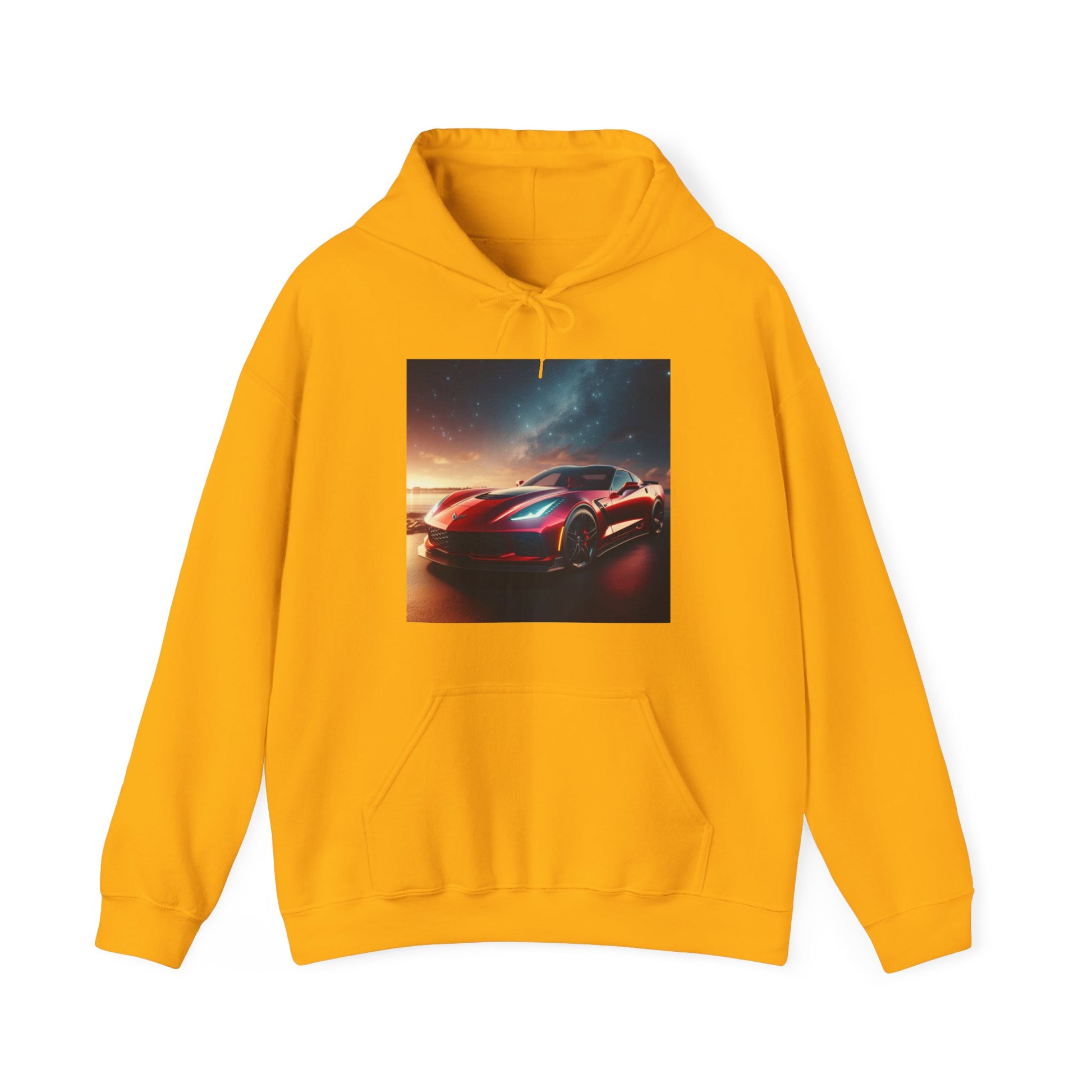 Red Corvette Hoodie Hoodie Printify Gold S 