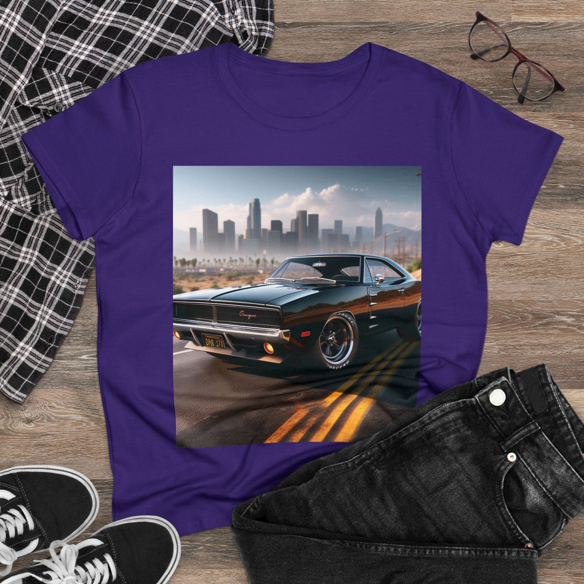 1970 Black Dodge Charge T-Shirt T-Shirt Printify   