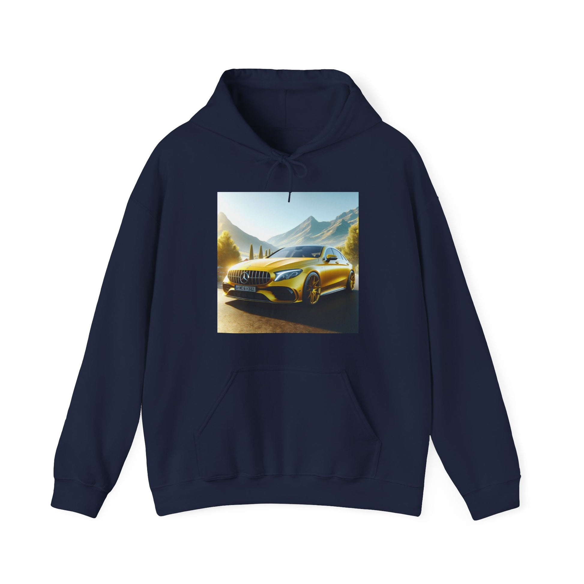 Yellow Mercedes Hoodie Hoodie Printify Navy S 