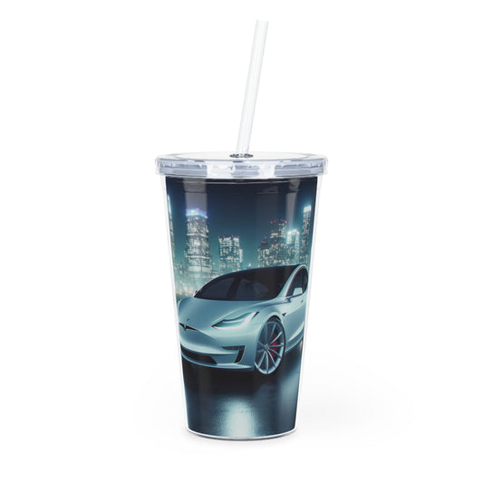 White Tesla Tumbler with Straw Mug Printify 20oz Transparent 