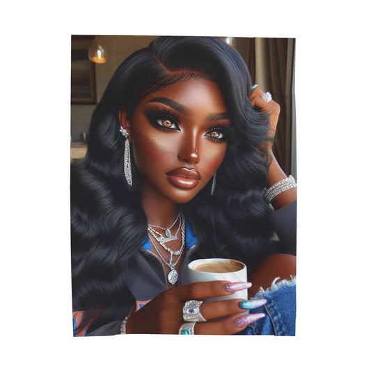 Coffee Break Plush Blanket All Over Prints Printify 60" × 80"  