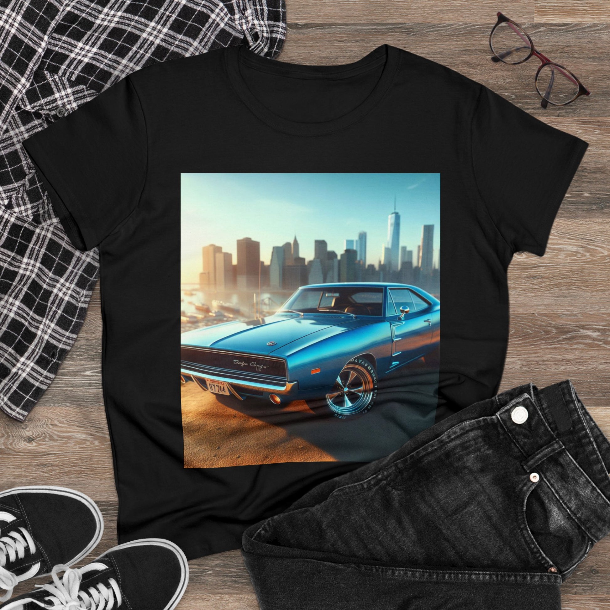 1970 Blue Dodge Charger T-Shirt T-Shirt Printify   