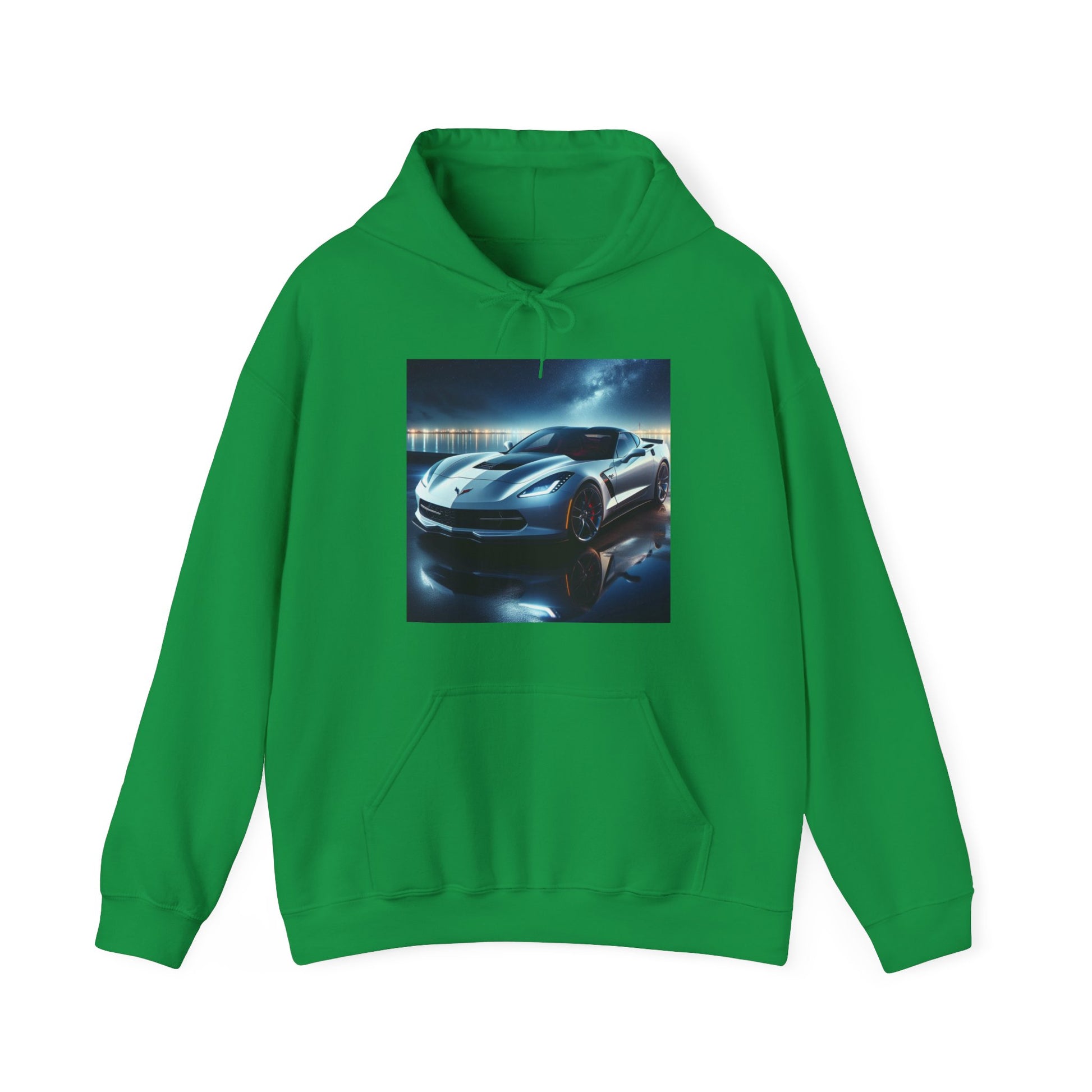 White Corvette Hoodie Hoodie Printify Irish Green S 