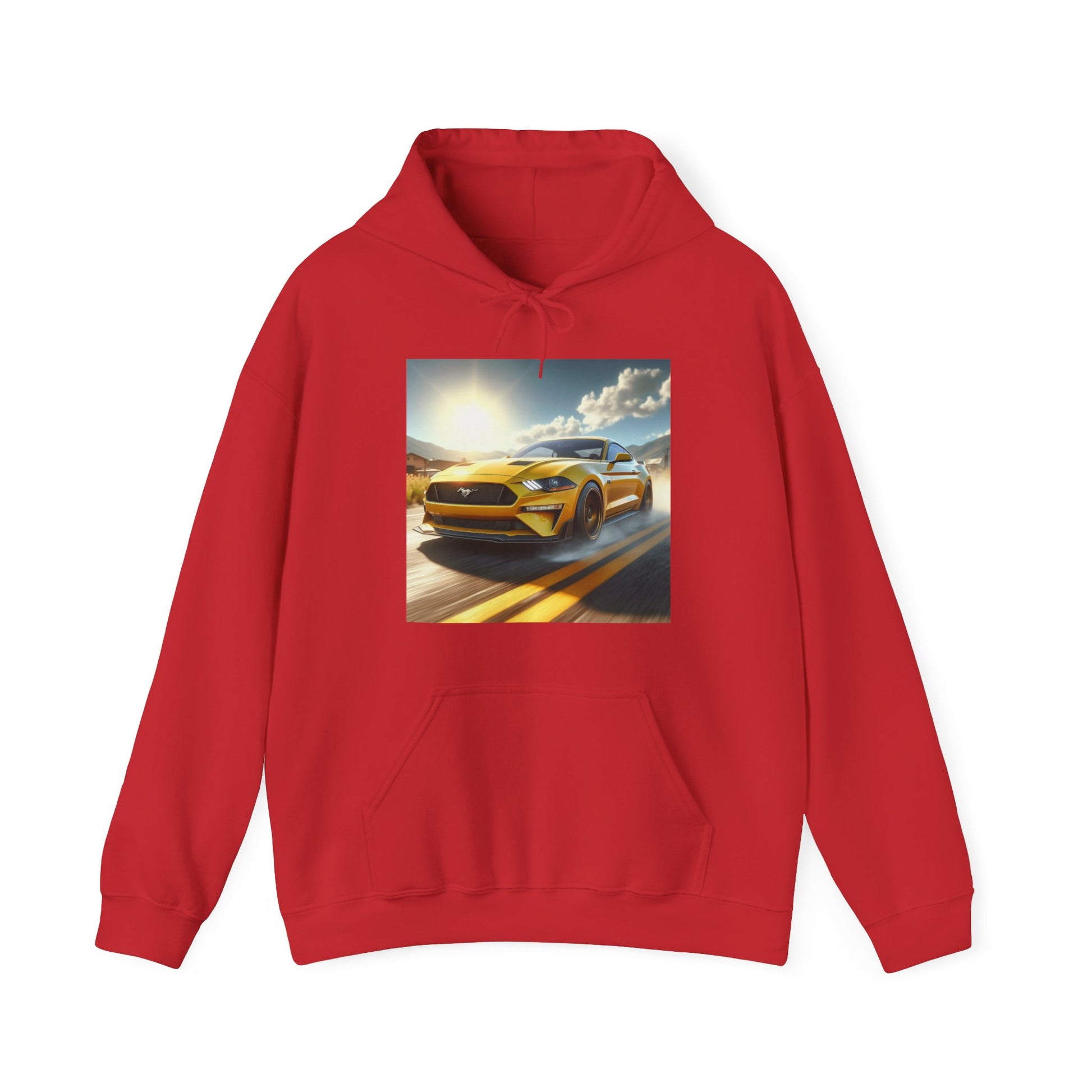 Yellow Mustang Hoodie Hoodie Printify Red S 