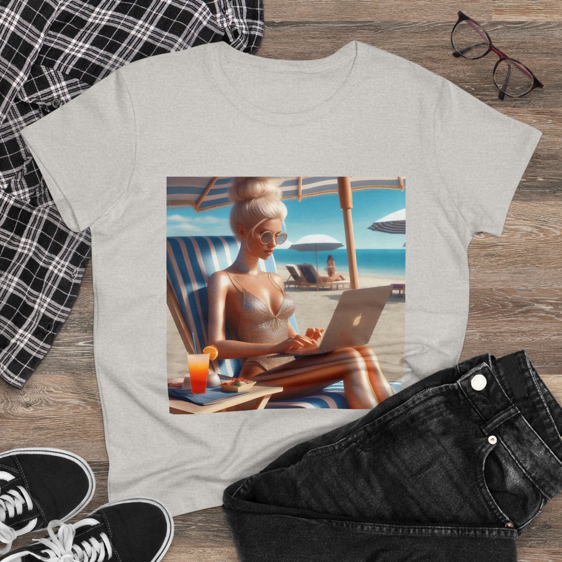 Work Day at the Beach T-Shirt T-Shirt Printify   