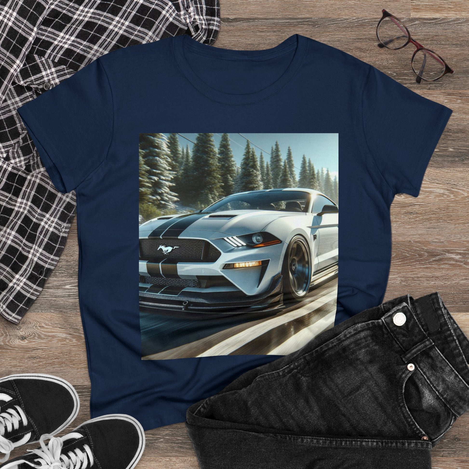 White Mustang T-Shirt T-Shirt Printify   