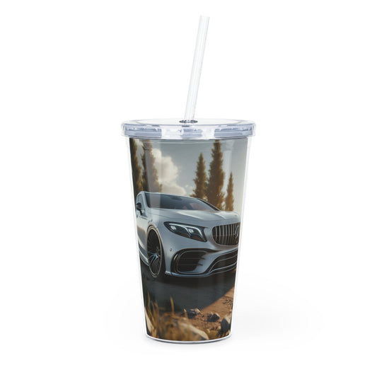 White Mercedes Tumbler with Straw Mug Printify 20oz Transparent 
