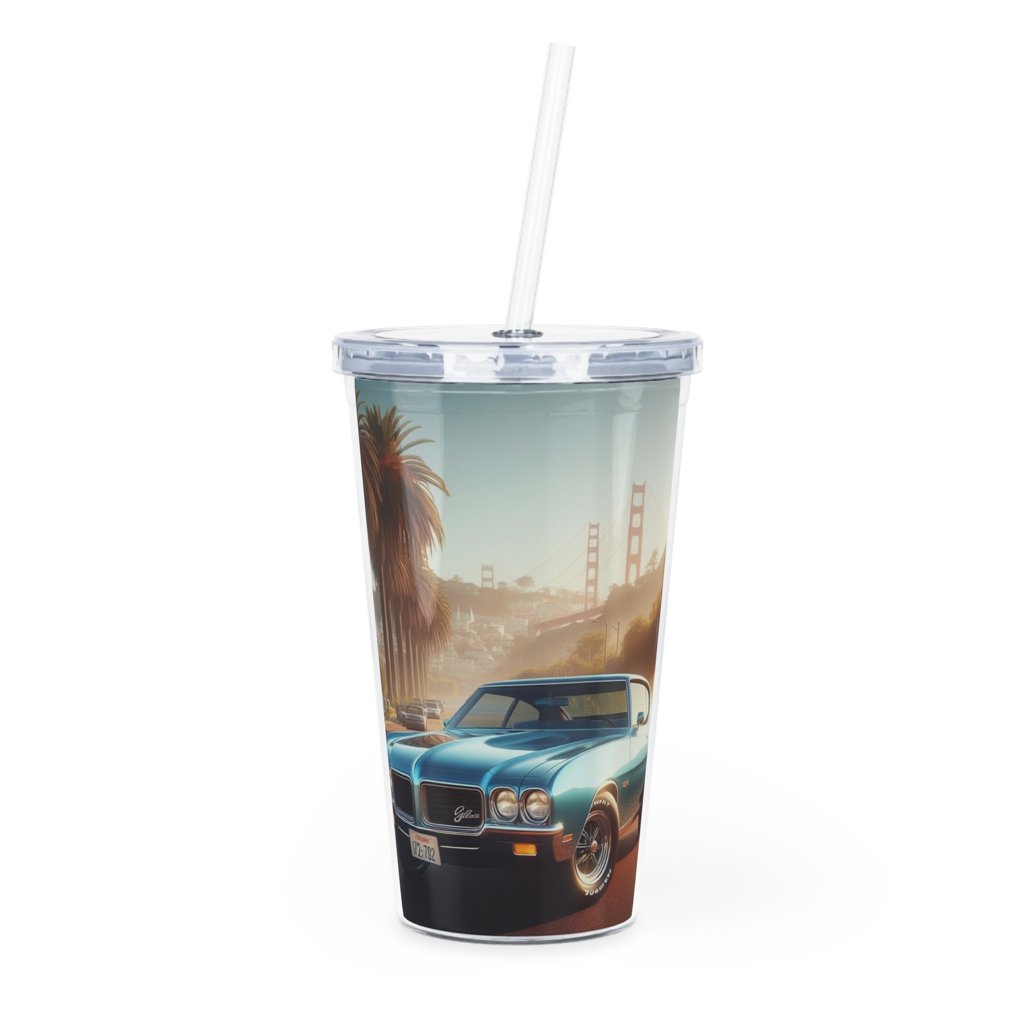 1972 Blue Buick Gran Sport Tumbler with Straw Mug Printify 20oz Transparent 