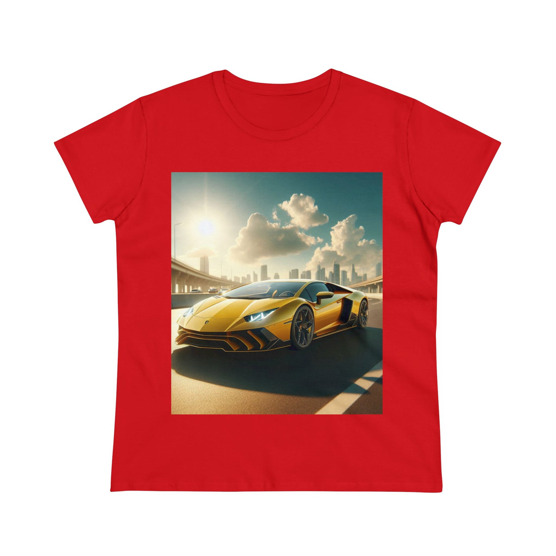 Yellow Lamborghini T-Shirt T-Shirt Printify Red S 