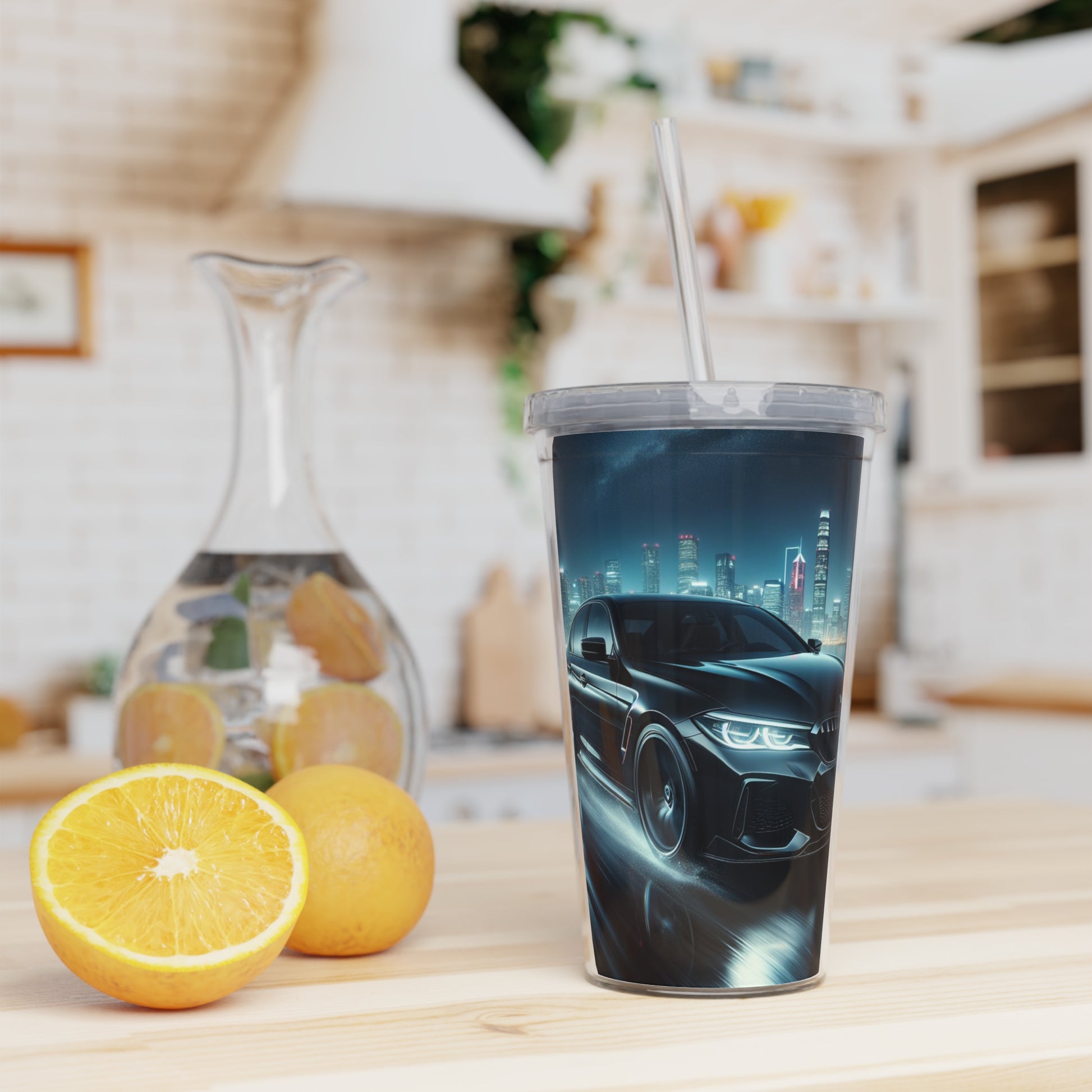 Black BMW Tumbler with Straw Mug Printify   