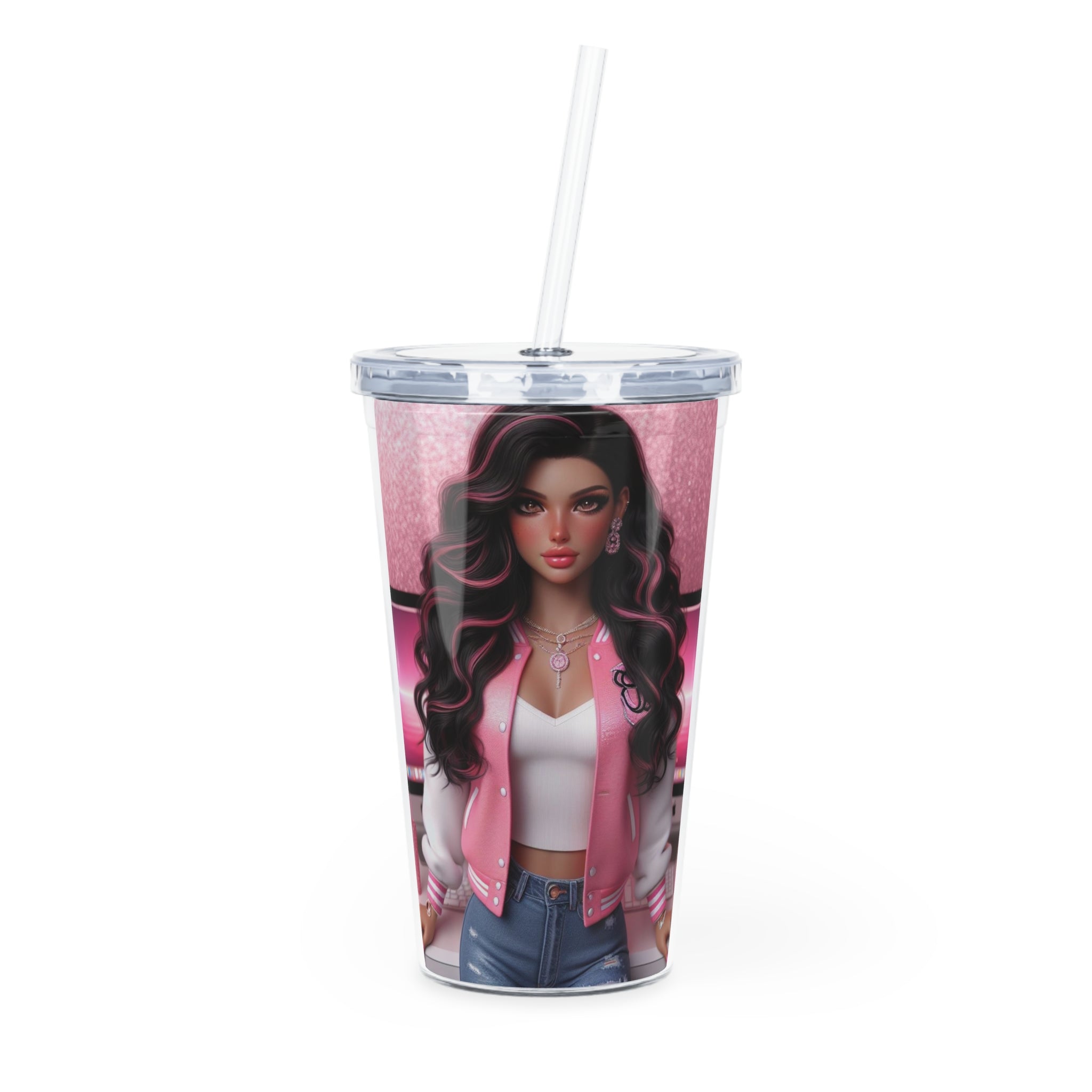 Pink Everything Tumbler with Straw Mug Printify 20oz Transparent 