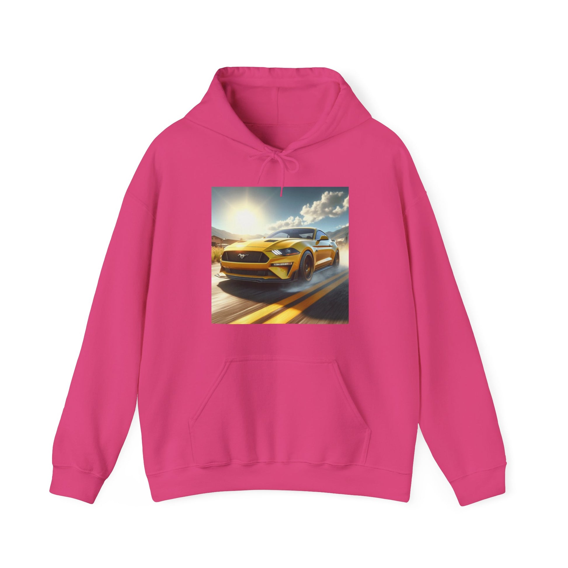 Yellow Mustang Hoodie Hoodie Printify Heliconia S 