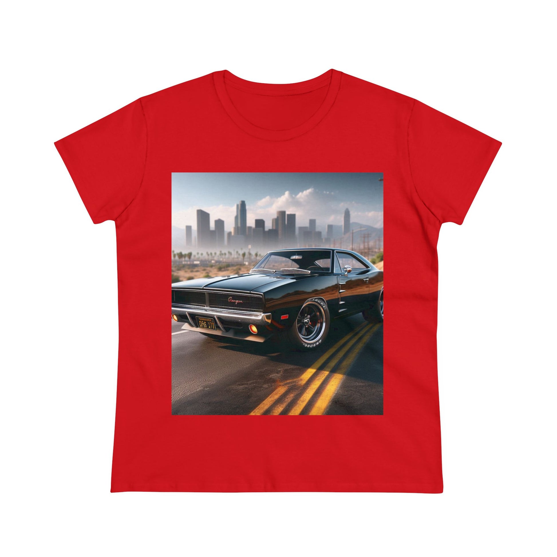 1970 Black Dodge Charge T-Shirt T-Shirt Printify Red S 