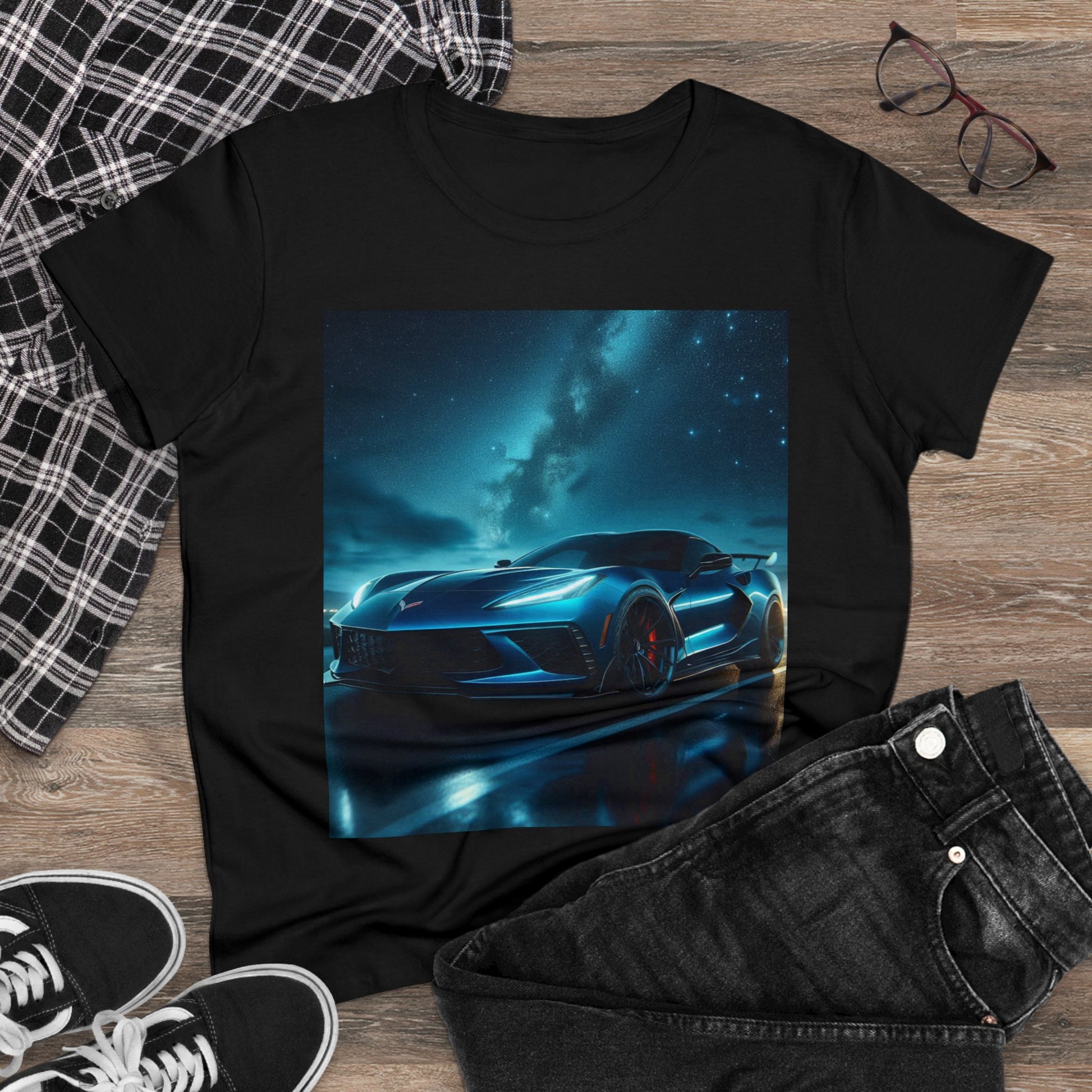 Blue Corvette T-Shirt T-Shirt Printify   