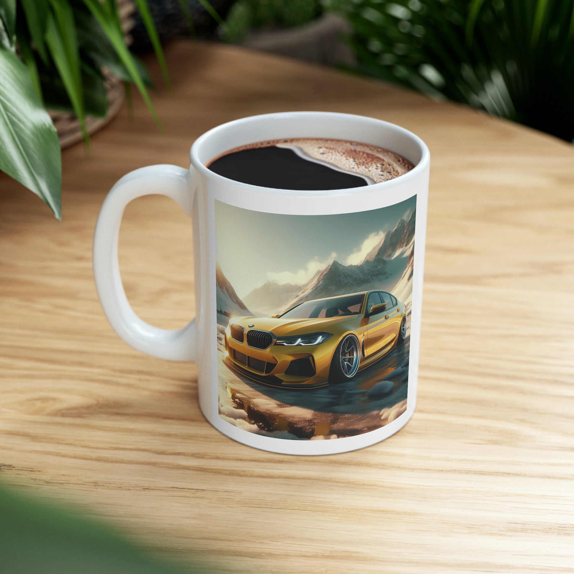 Yellow BMW Mug Mug Printify   