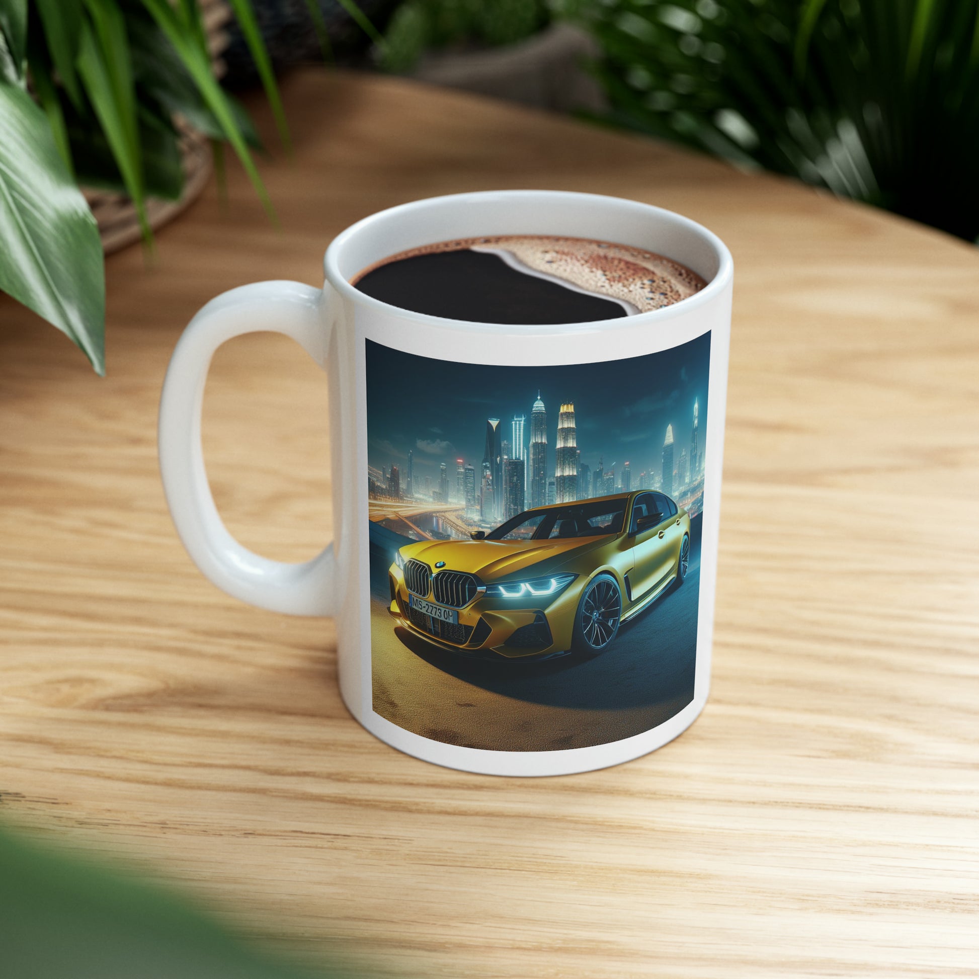 Yellow BMW Mug Mug Printify   